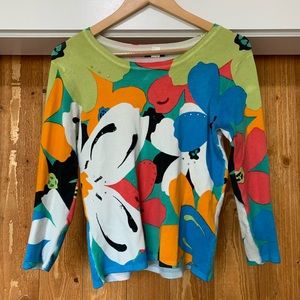 Avvenire Light Floral Sweater with Bead Accents